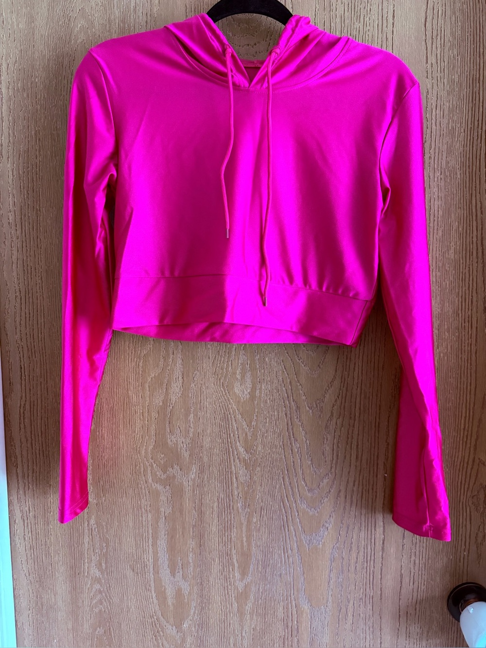 Cropped Hooded Sweatshirt in Hot Pink
